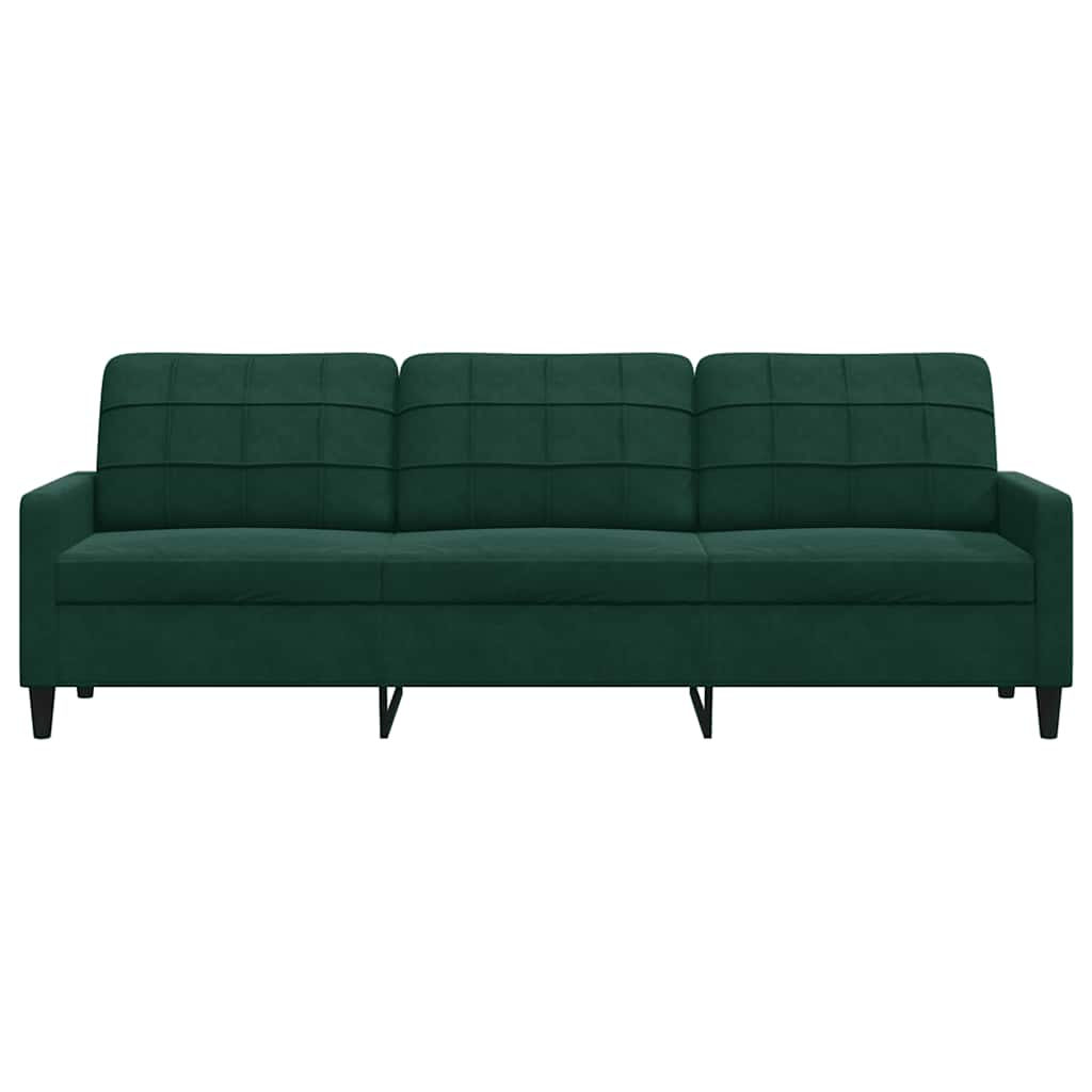Sofá de 3 lugares 210 cm veludo verde-escuro