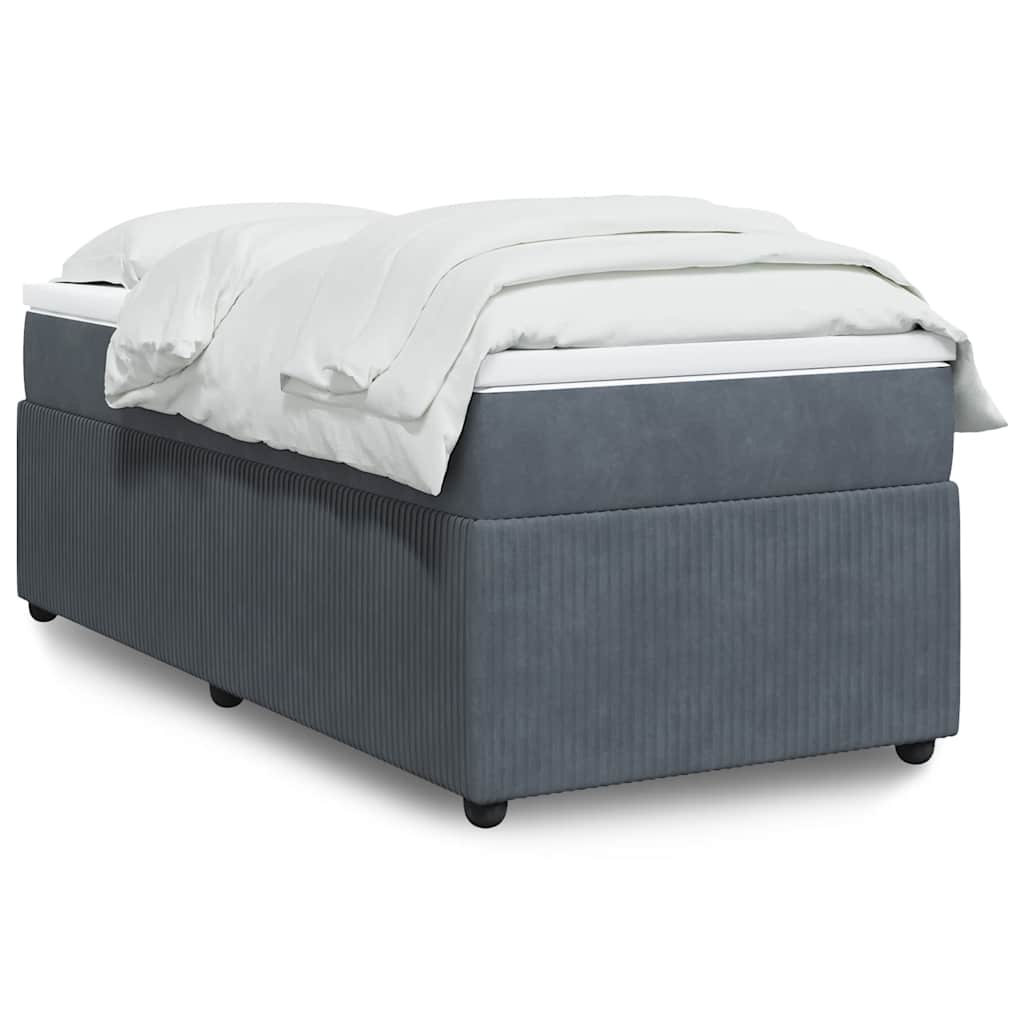 Cama com molas/colchão 100x200 cm veludo cinza-escuro