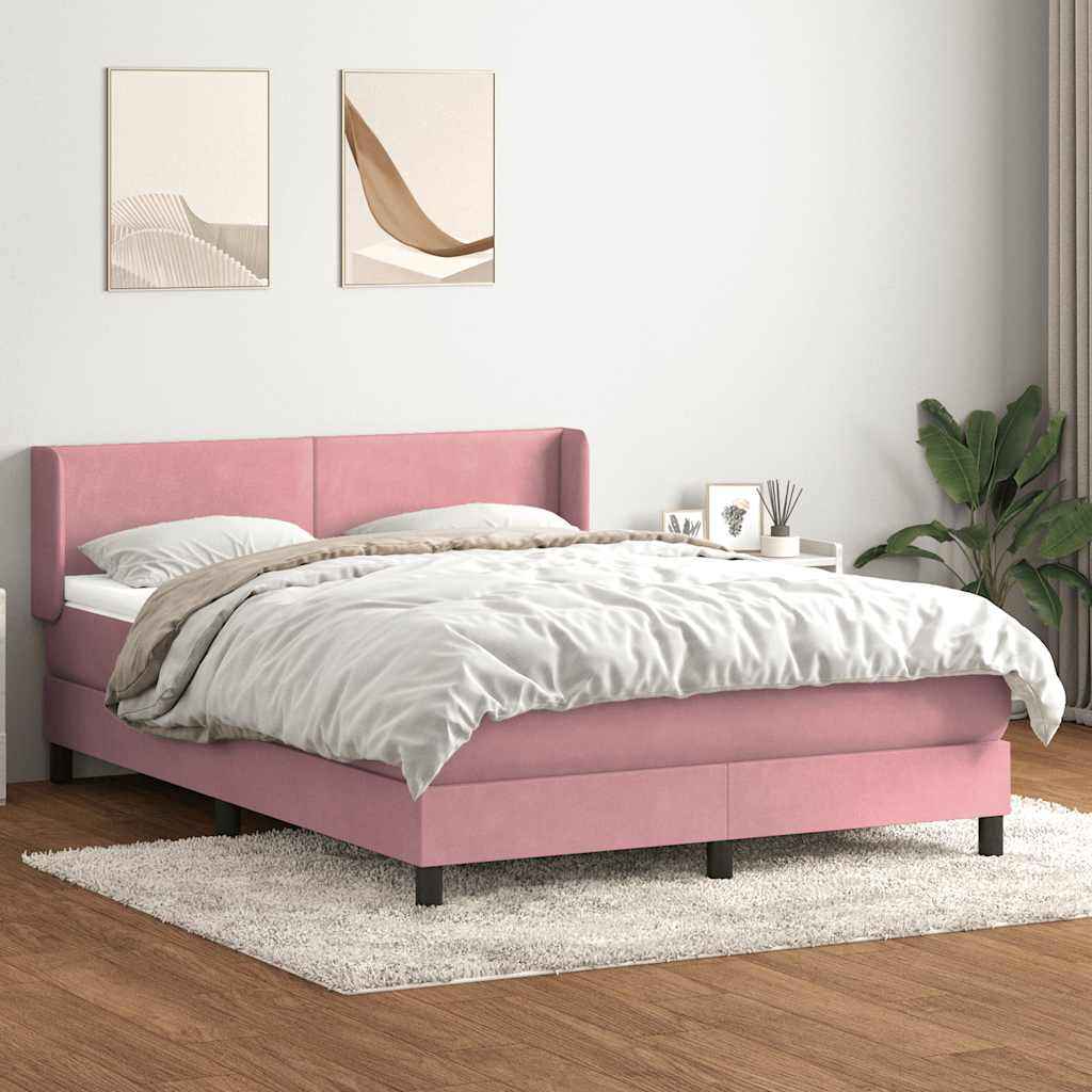 Cama com molas/colchão 140x210 cm veludo rosa