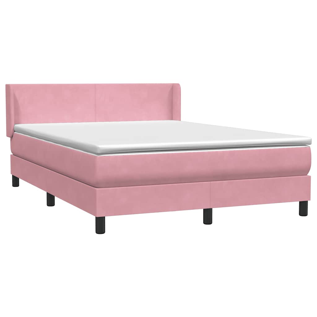 Cama com molas/colchão 140x210 cm veludo rosa