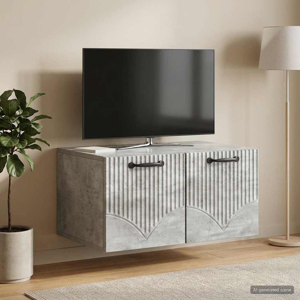 Gabinete de TV de parede cinzento cimento 59,5 x 41 x 30 cm
