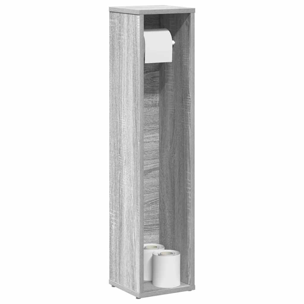 Armário de banheiro com porta-papel higiênico cinza sonoma 20,5x20x90 cm