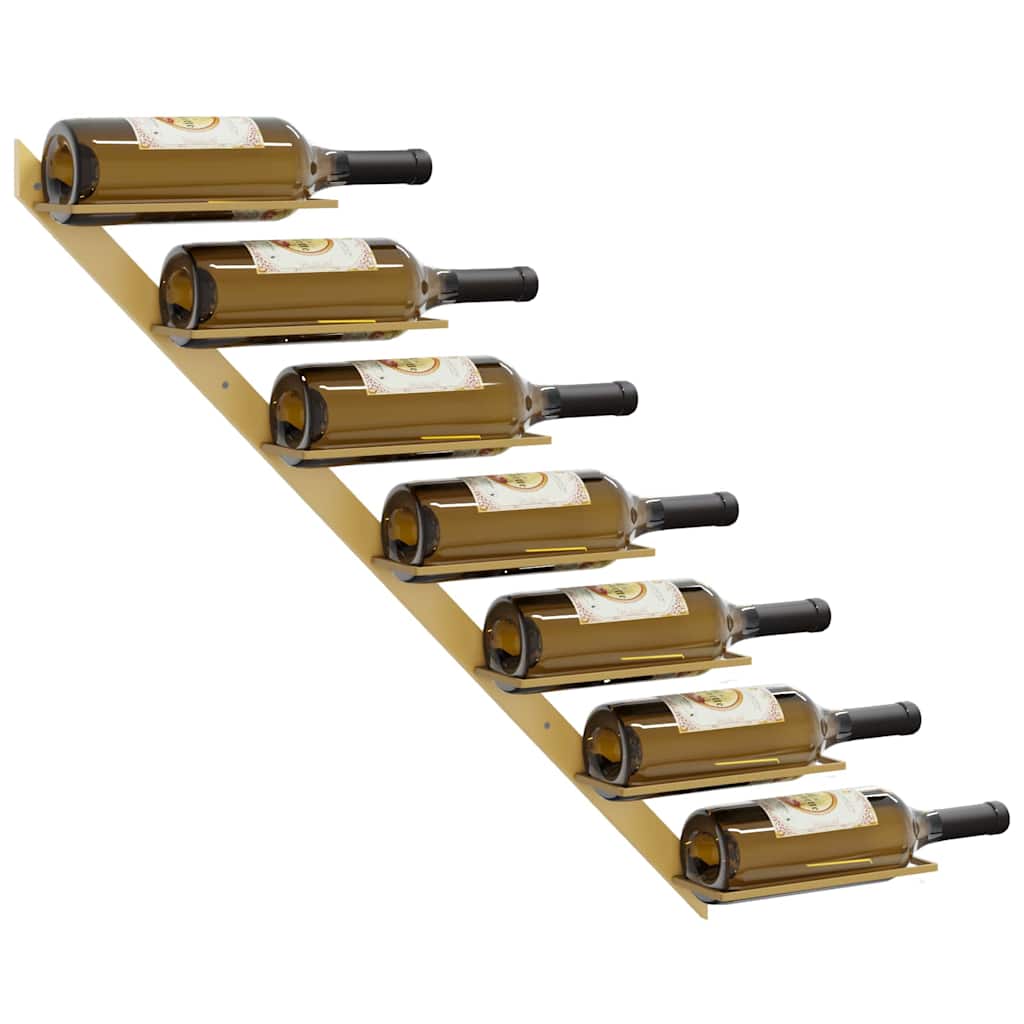 Garrafeira de parede para 7 garrafas metal dourado