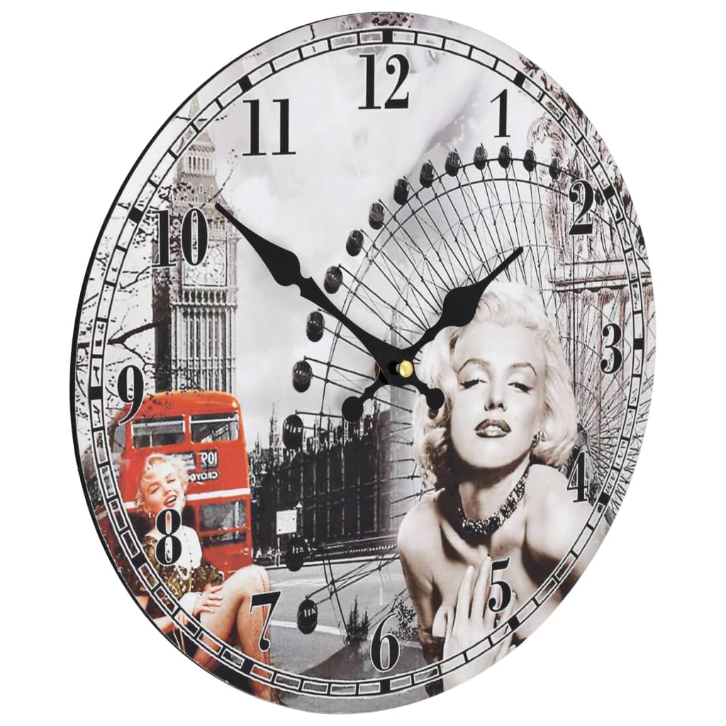 Relógio de parede vintage marilyn monroe 30 cm