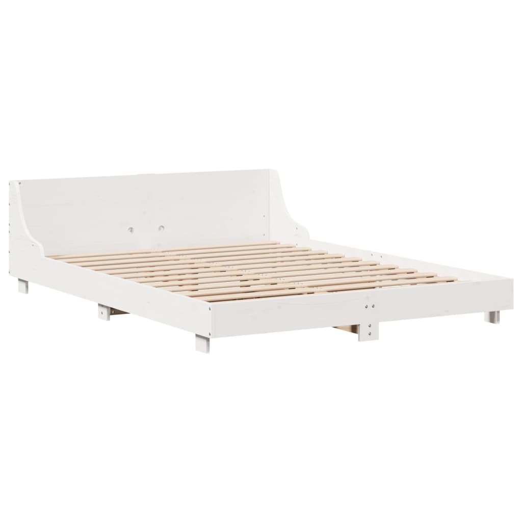 Cama sem colchão 150x200 cm madeira de pinho maciça branco