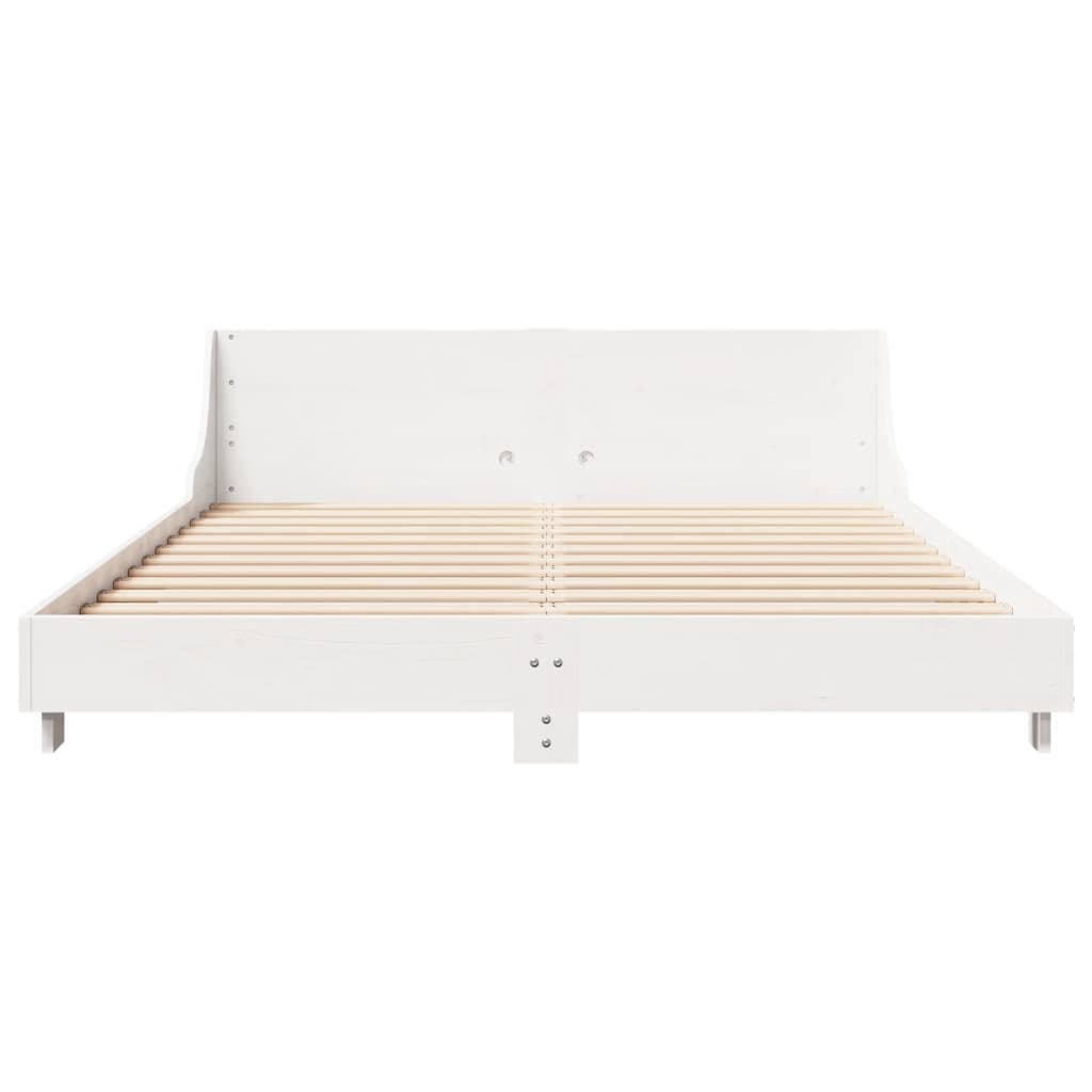 Cama sem colchão 150x200 cm madeira de pinho maciça branco