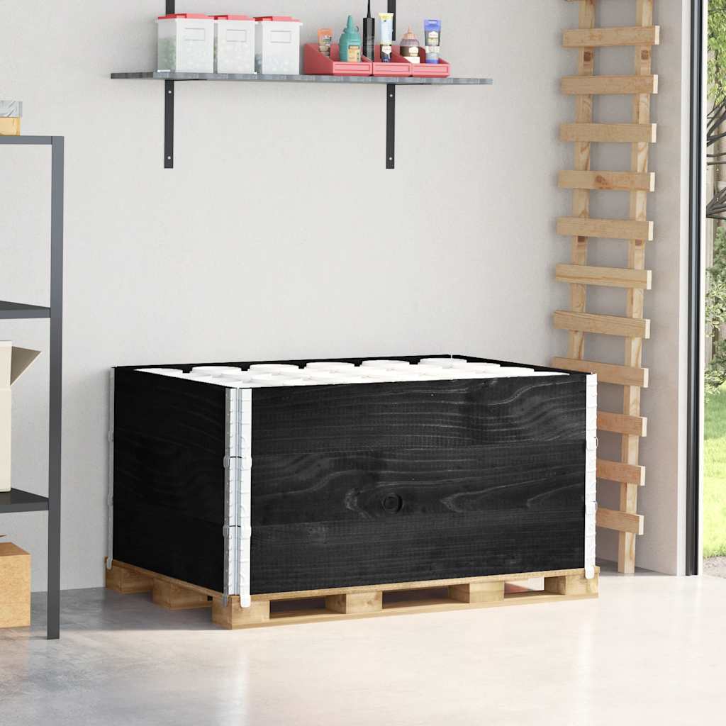 Colares p/ paletes 3 pcs 120x80 cm madeira pinho maciça preto