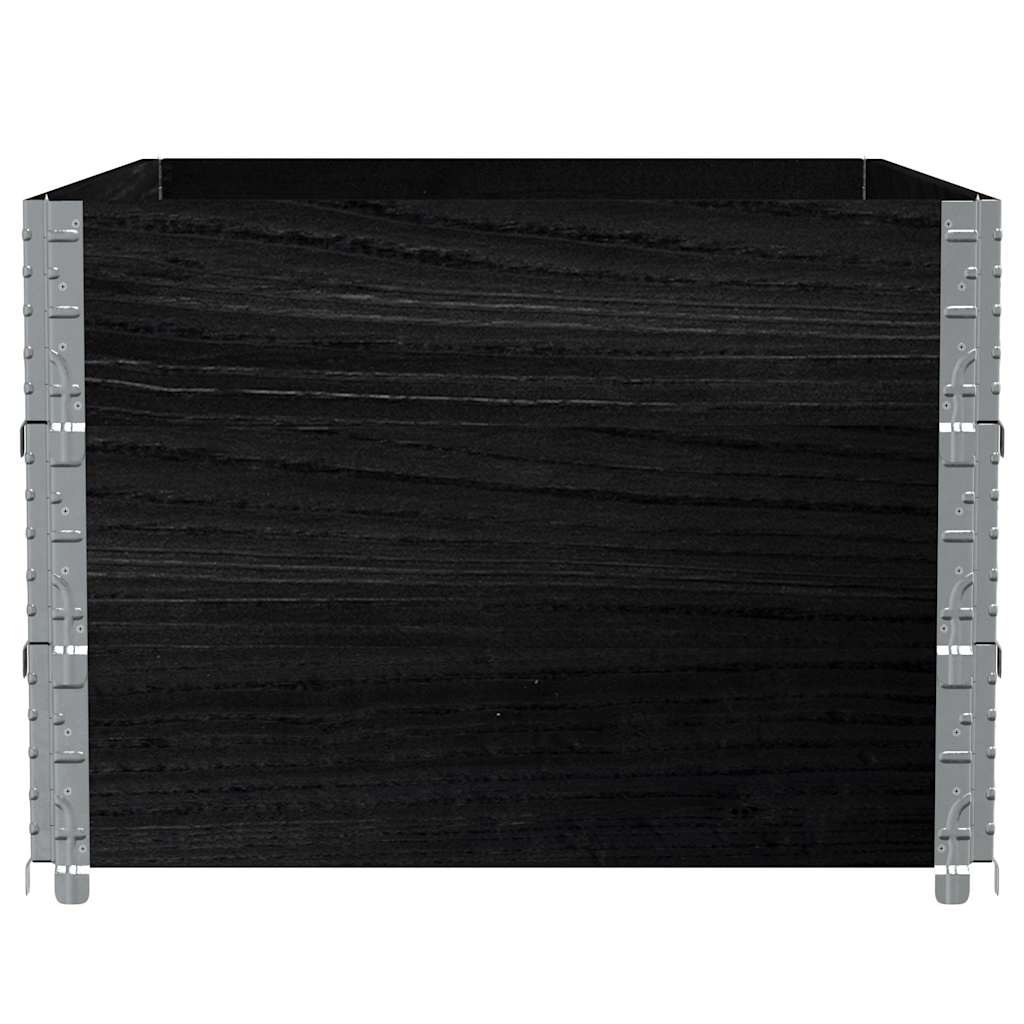 Colares p/ paletes 3 pcs 120x80 cm madeira pinho maciça preto