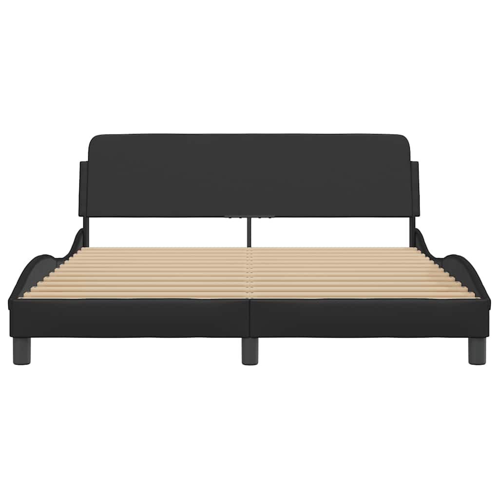 Estrutura de cama dover 152x203 cm couro artificial preto