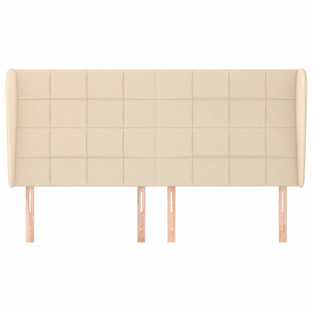 Cabeceira de cama c/ abas tecido 183x23x118/128 cm creme