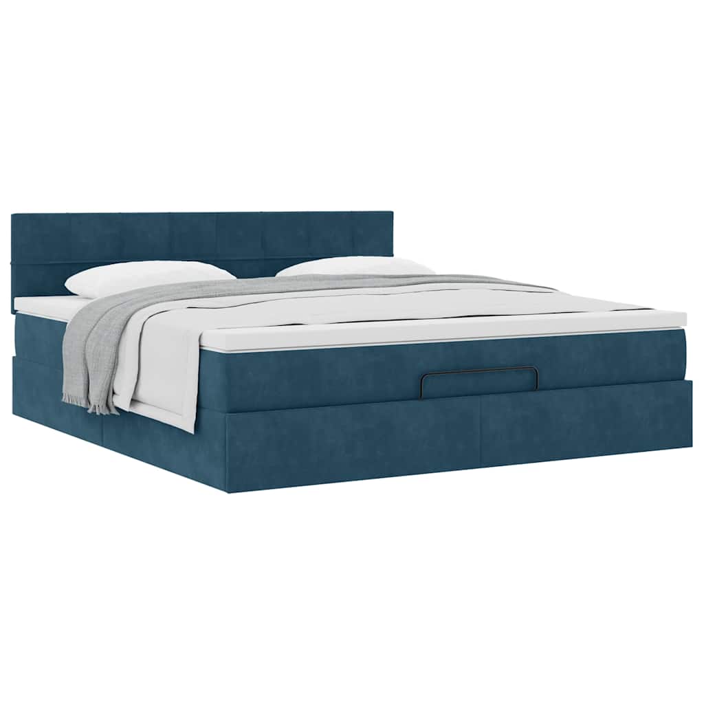 Estrutura de cama otomana com colchão 180x200 cm azul escuro