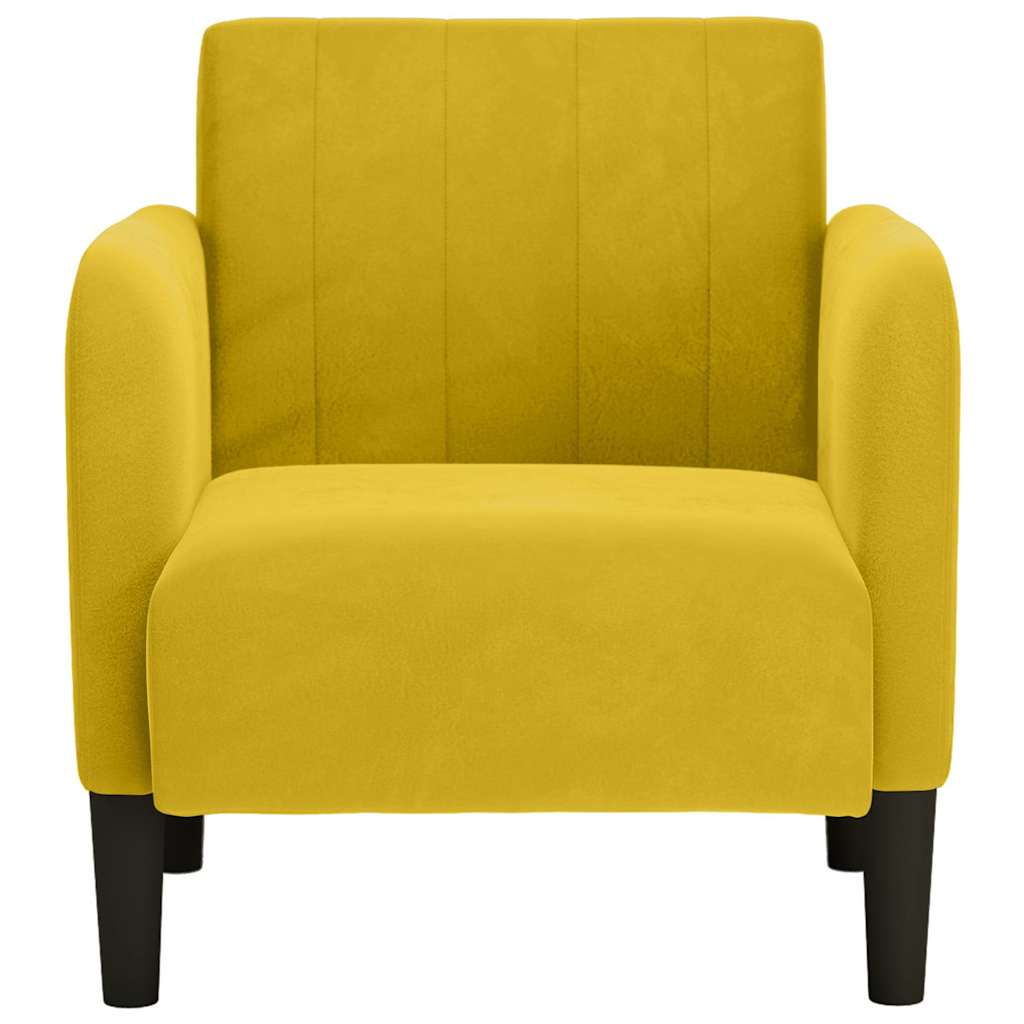 Poltrona com apoio de braços 54 cm veludo amarelo