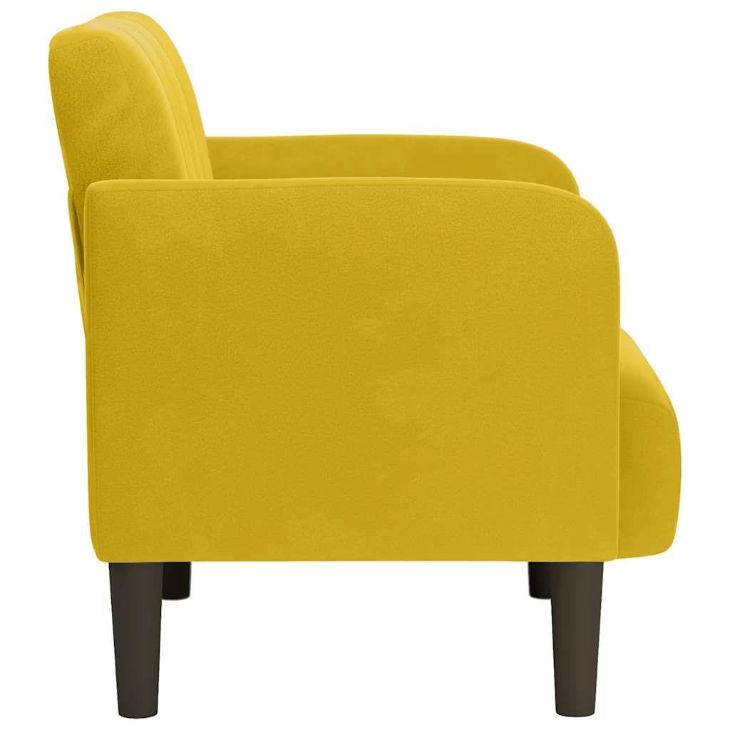 Poltrona com apoio de braços 54 cm veludo amarelo