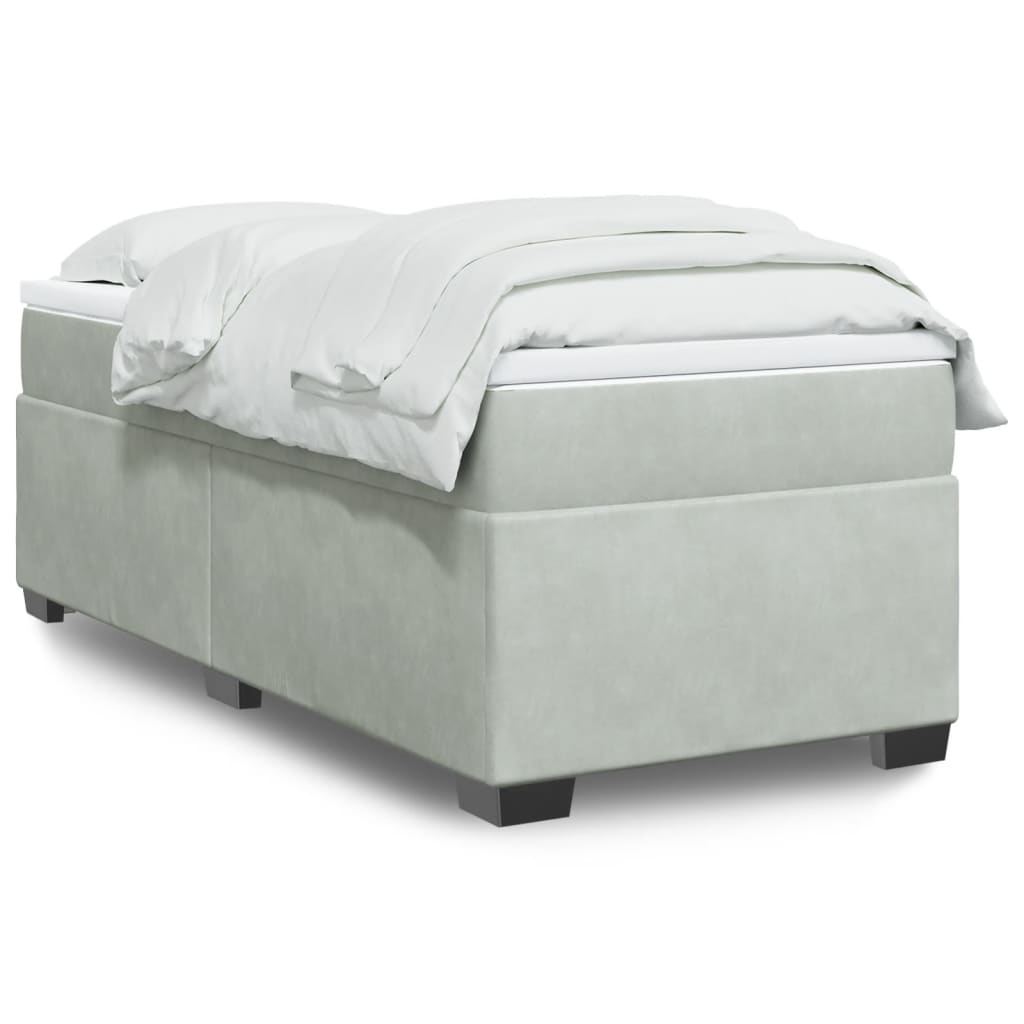 Cama com molas/colchão 80x200 cm veludo cinza-claro