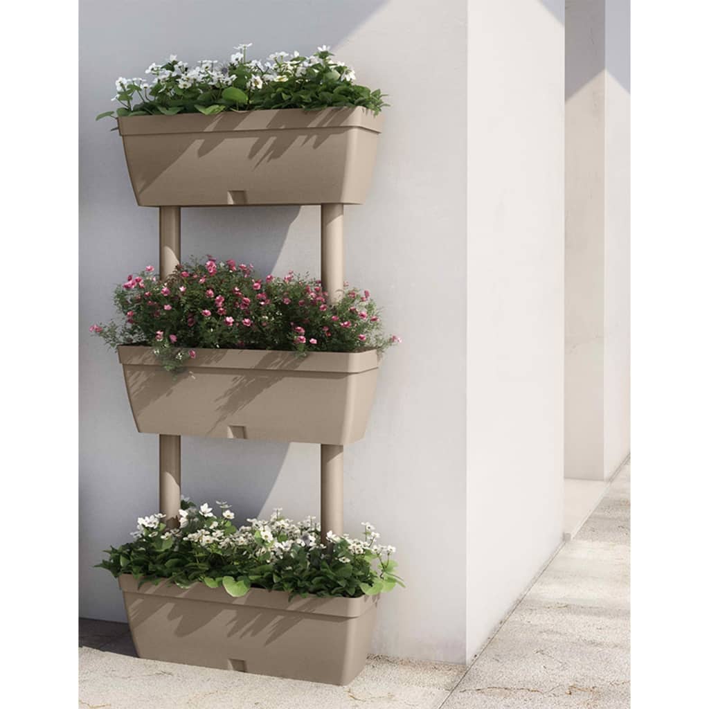 Floreiras de jardim 6 pcs 100 cm cinzento-acastanhado
