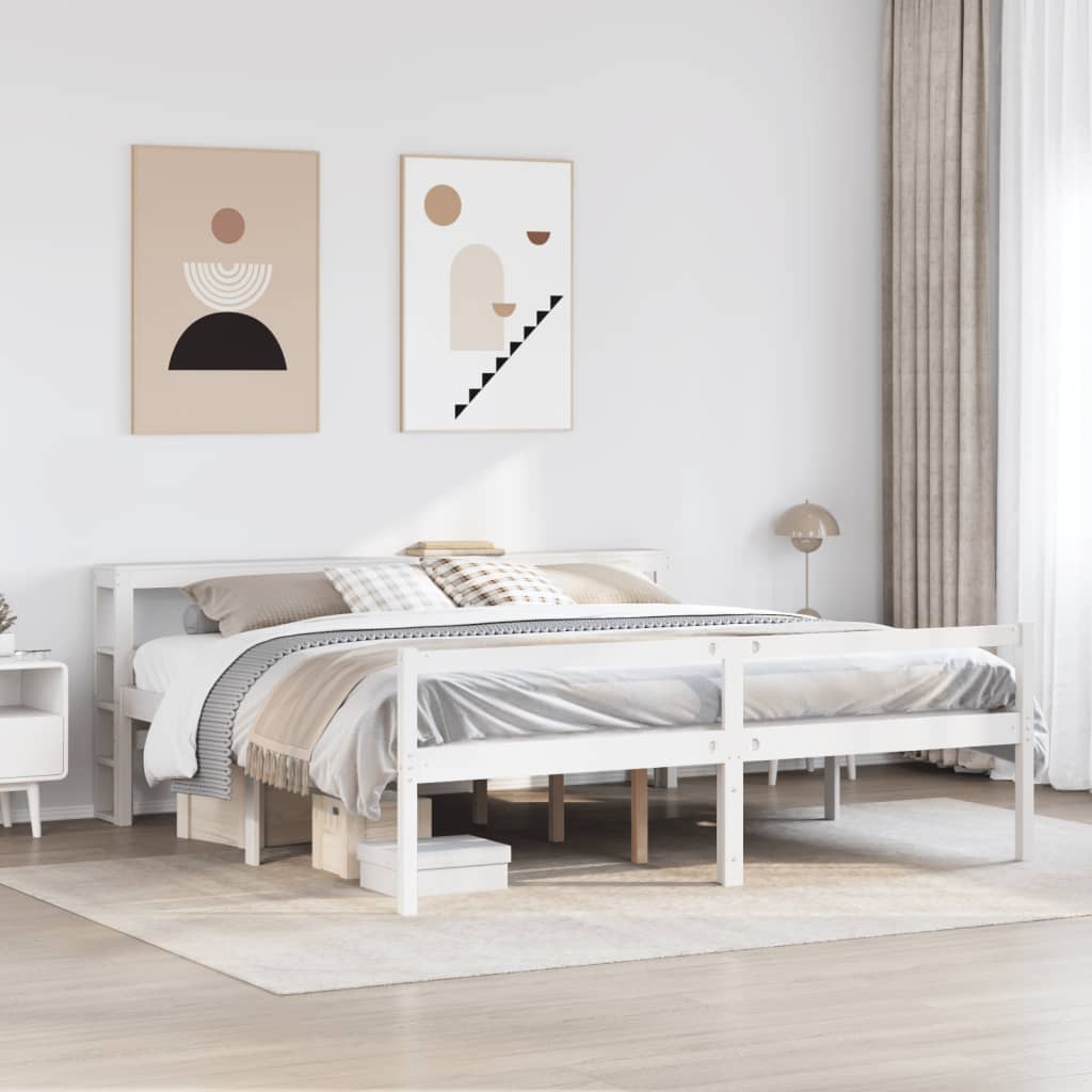 Cama para idosos com cabeceira 200x200 cm pinho maciço branco