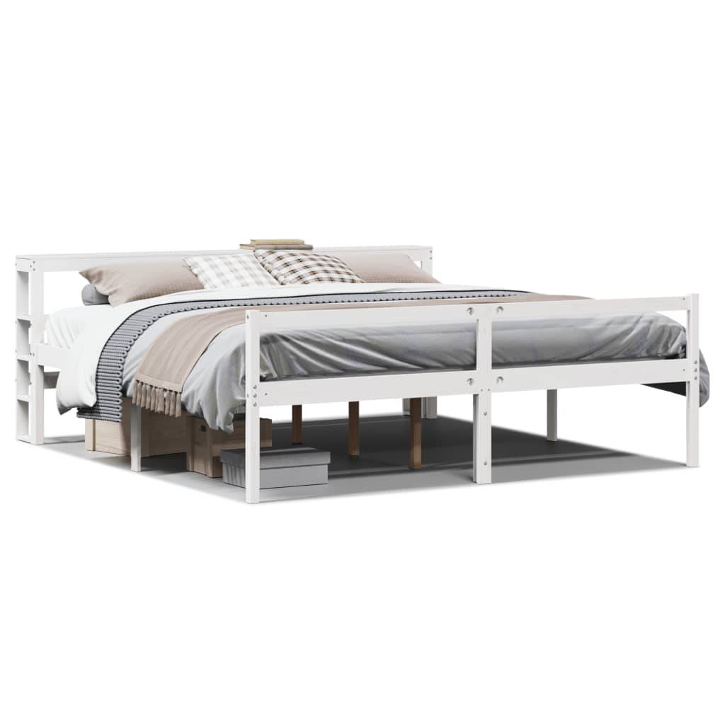 Cama para idosos com cabeceira 200x200 cm pinho maciço branco