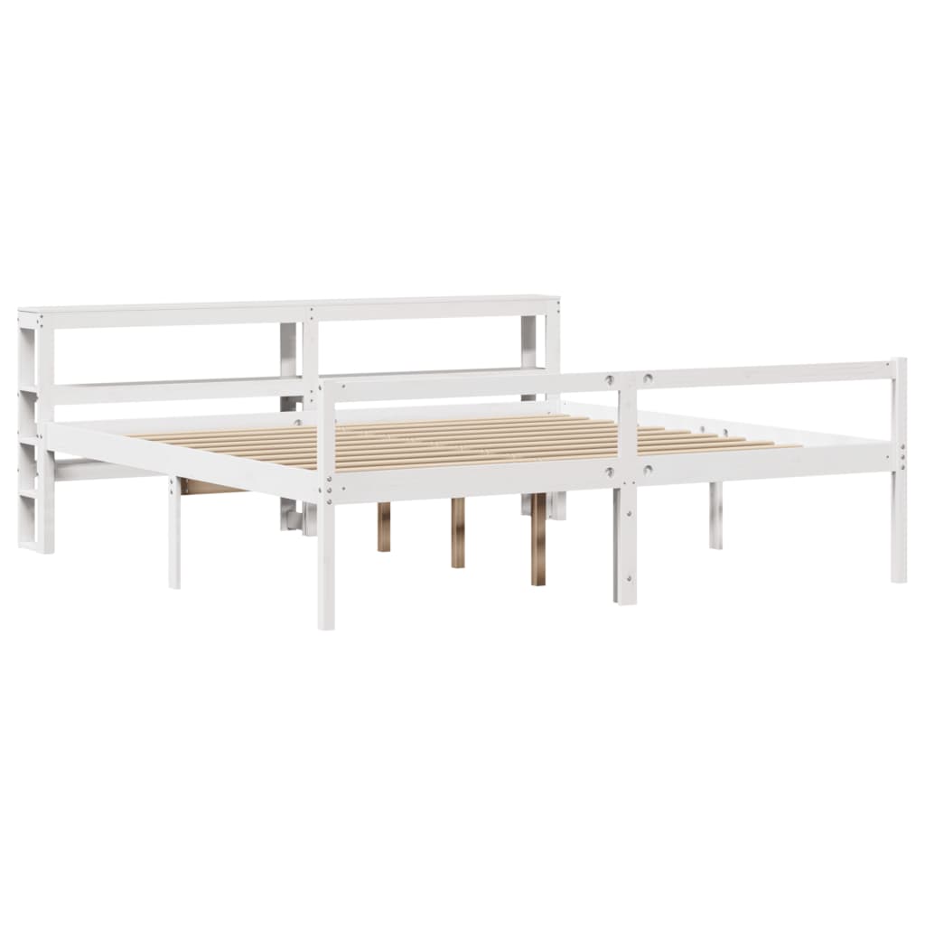 Cama para idosos com cabeceira 200x200 cm pinho maciço branco