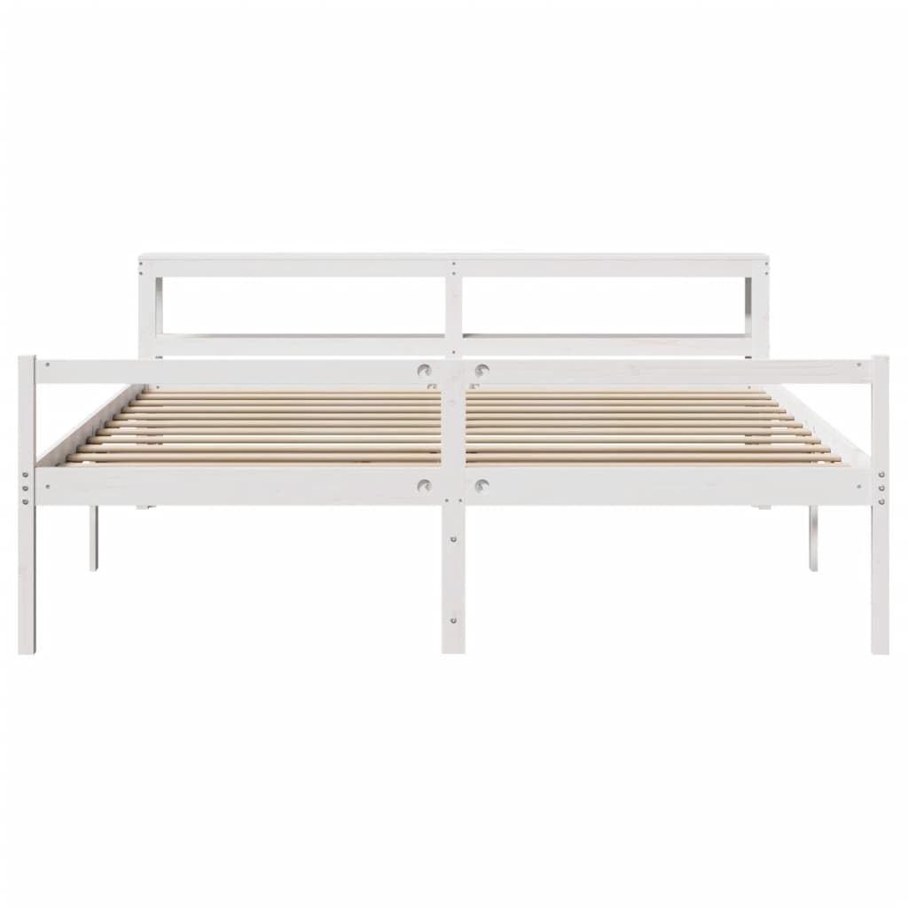 Cama para idosos com cabeceira 200x200 cm pinho maciço branco