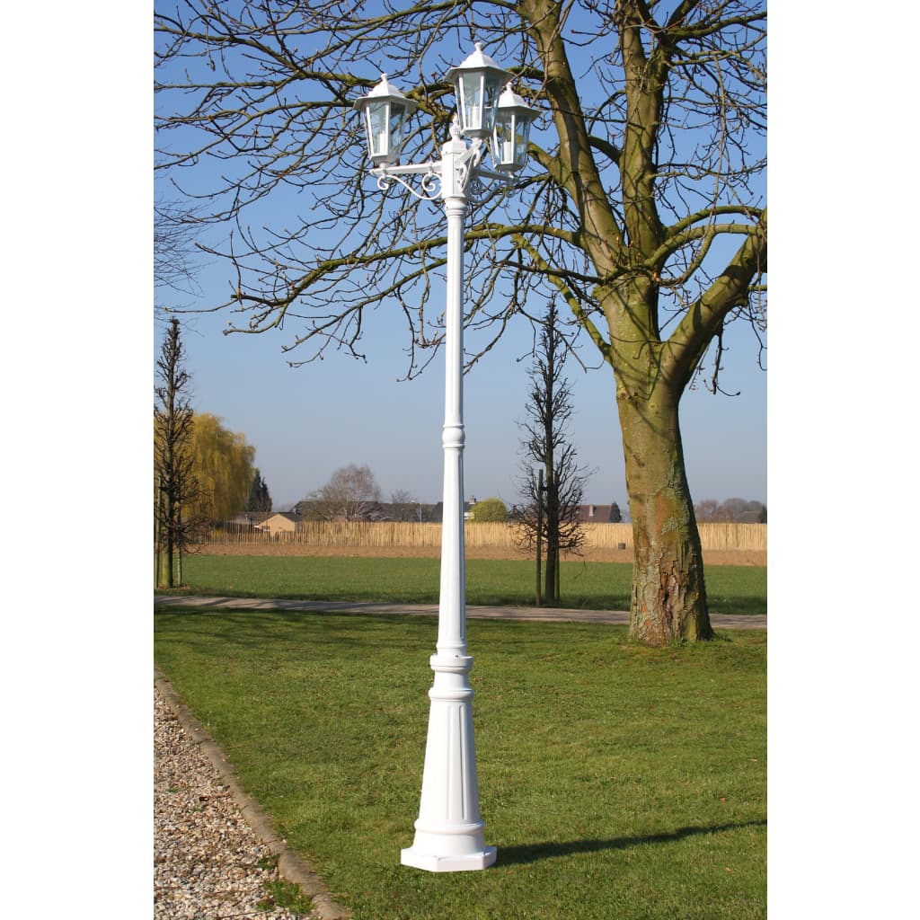 Kingston candeeiro de pé para jardim 3 braços / 215 cm branco