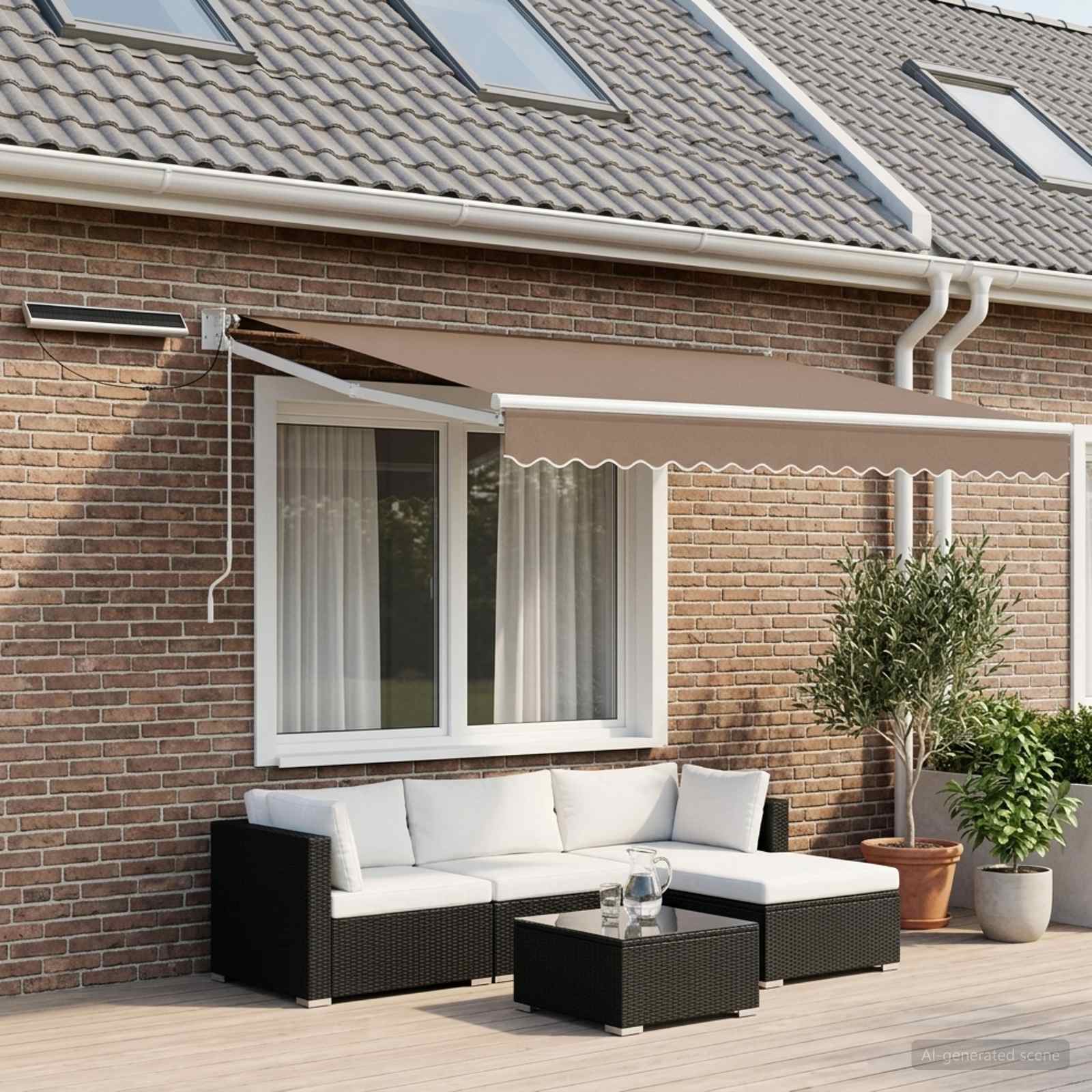 Toldo retrátil elétrico cinzento-acastanhado