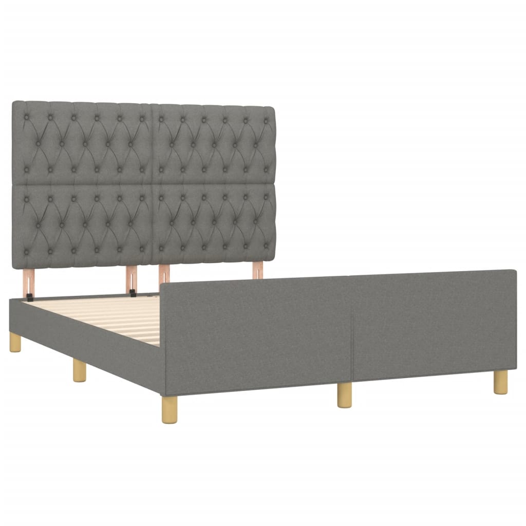 Estrutura de cama sem colchão 140x200 cm tecido cinzento-escuro