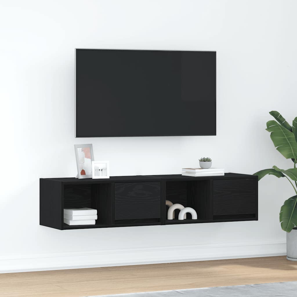 Móveis de TV 2pcs 60x31x25,5cm deriv. madeira carvalho preto