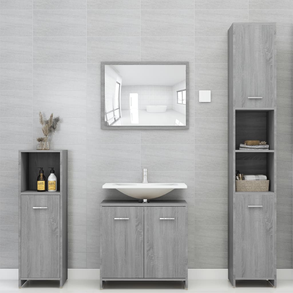 Armário wc 30x30x95 cm derivados de madeira cinzento sonoma