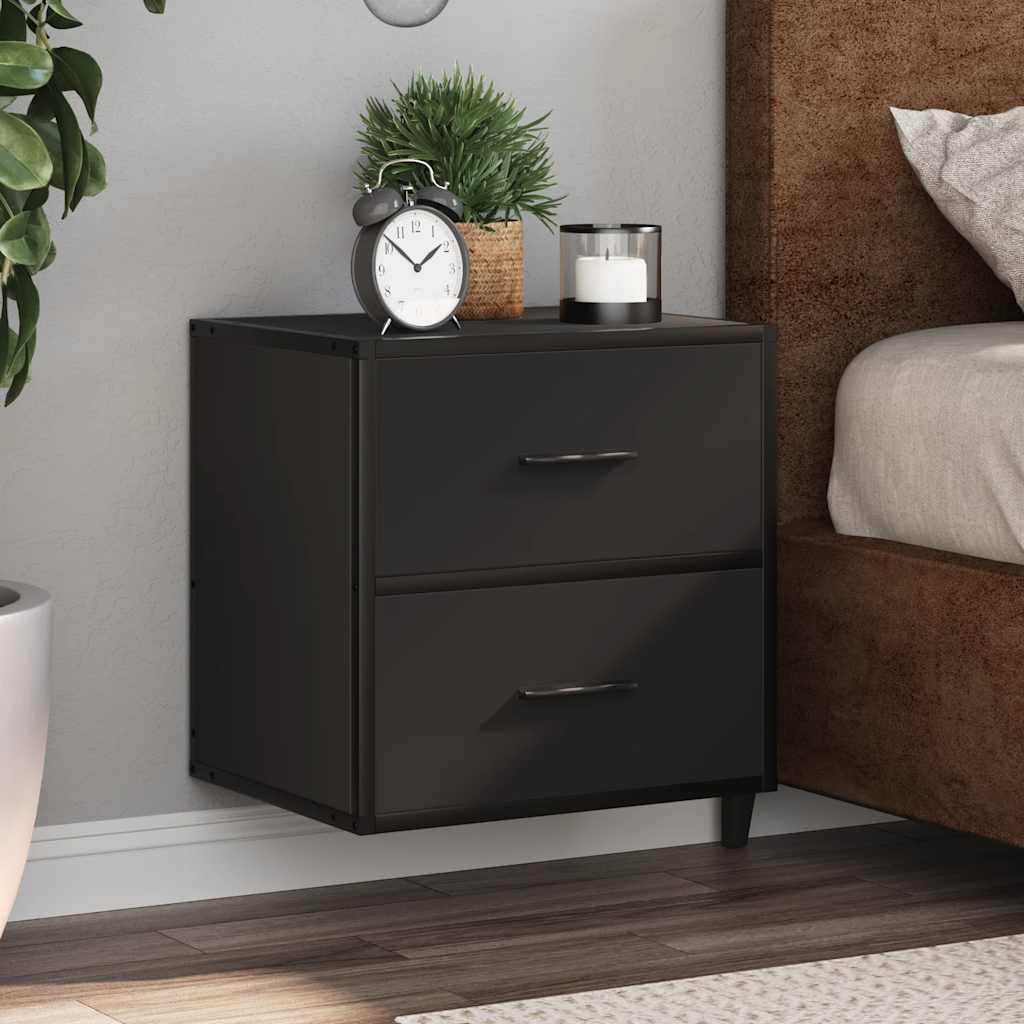 Mesas de cabeceira de parede 2 pcs 40x31x39,5 cm preto