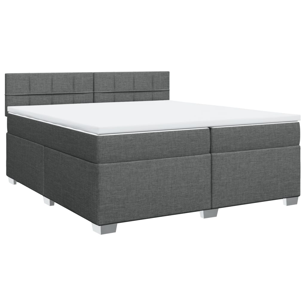 Cama com molas/colchão 200x200 cm tecido cinzento-escuro