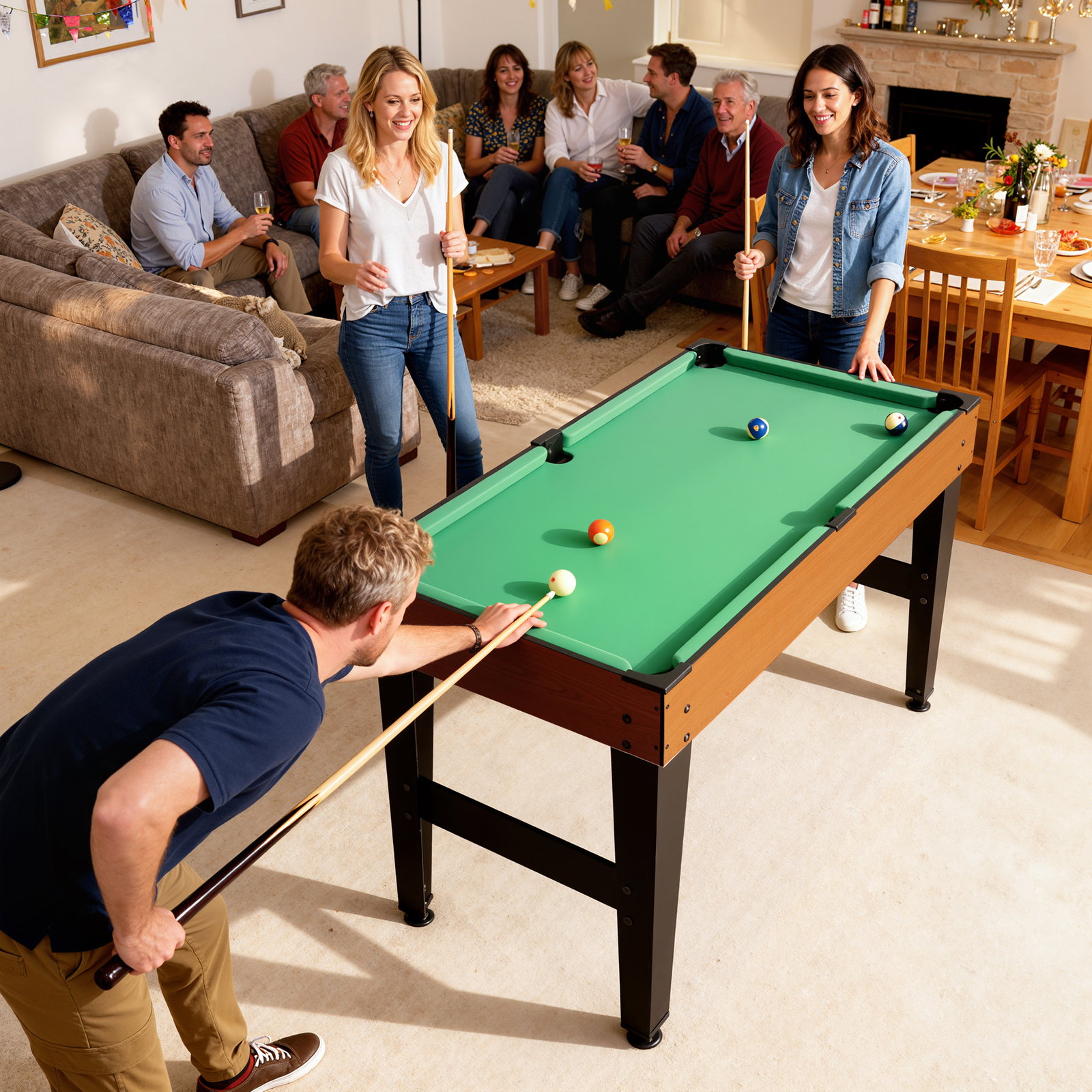 Mesa multijogos 5 em 1 mesa de jogo com matraquilho bilhar ping-pong hóquei e basquetebol 134x108x144 cm madeira e preto