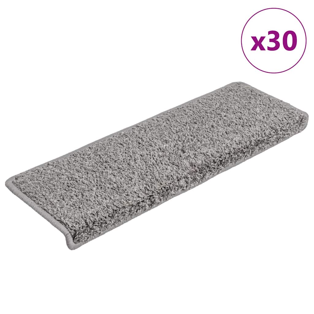 Tapetes de escada 30 peças 65x21x4 cm cinza com borda retangular