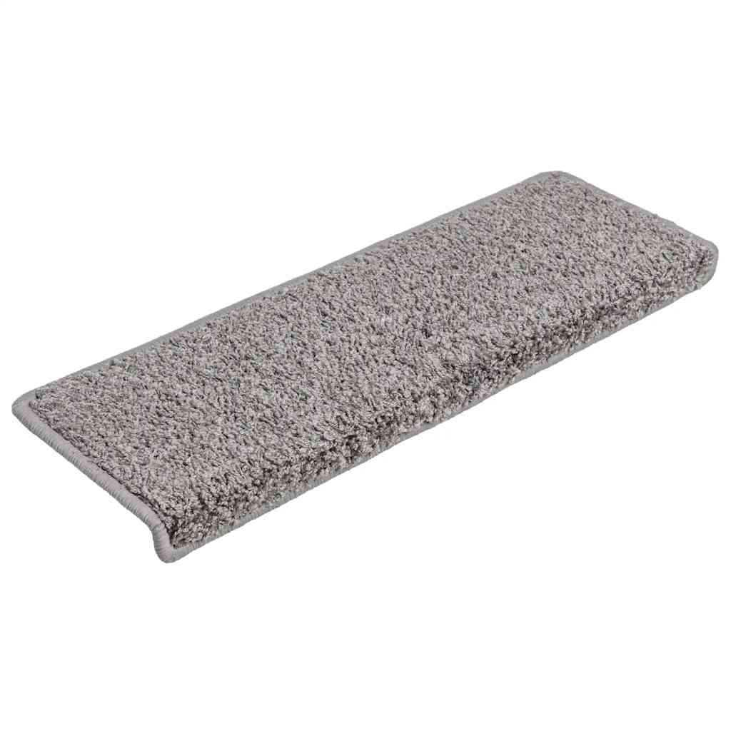 Tapetes de escada 30 peças 65x21x4 cm cinza com borda retangular