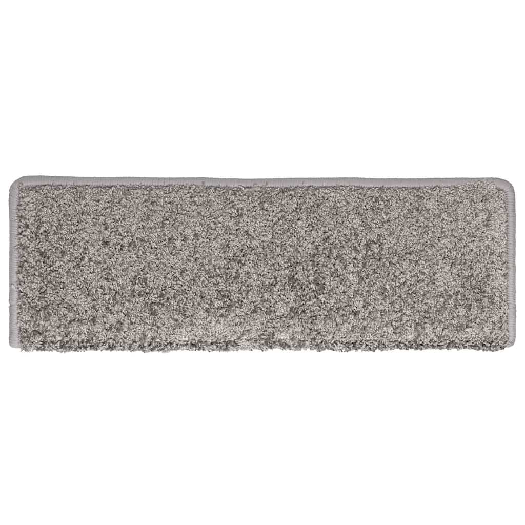 Tapetes de escada 30 peças 65x21x4 cm cinza com borda retangular