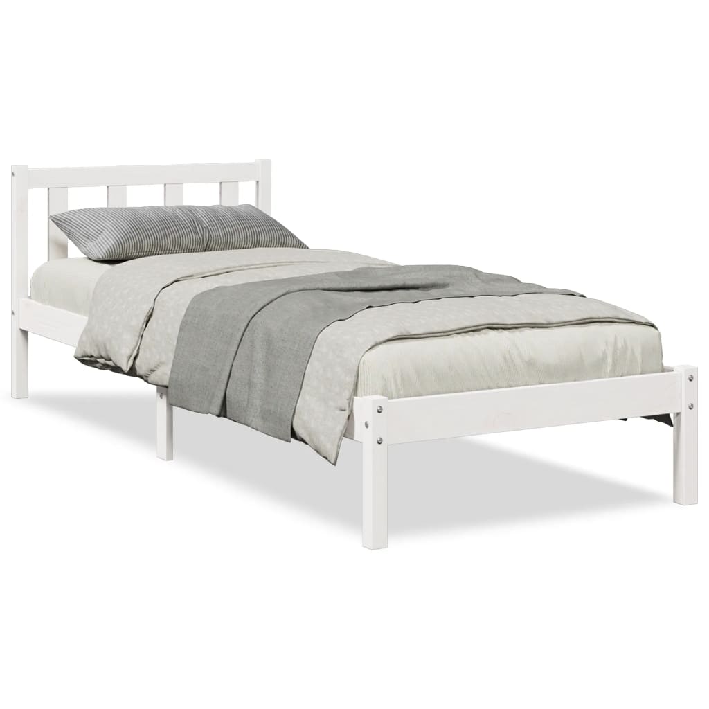 Cama extra longa sem colchão 80x220 cm pinho maciço branco