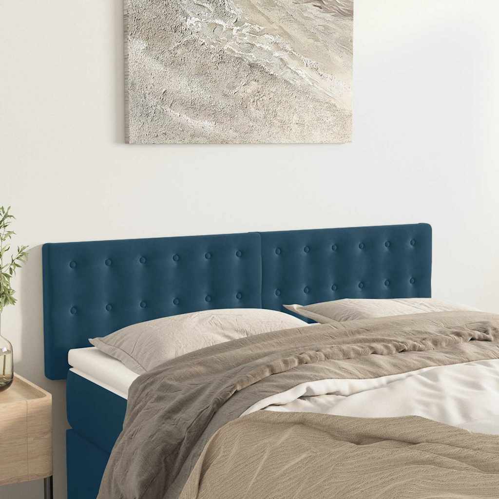 Cabeceiras azul-escuro 144x5x78/88 cm veludo