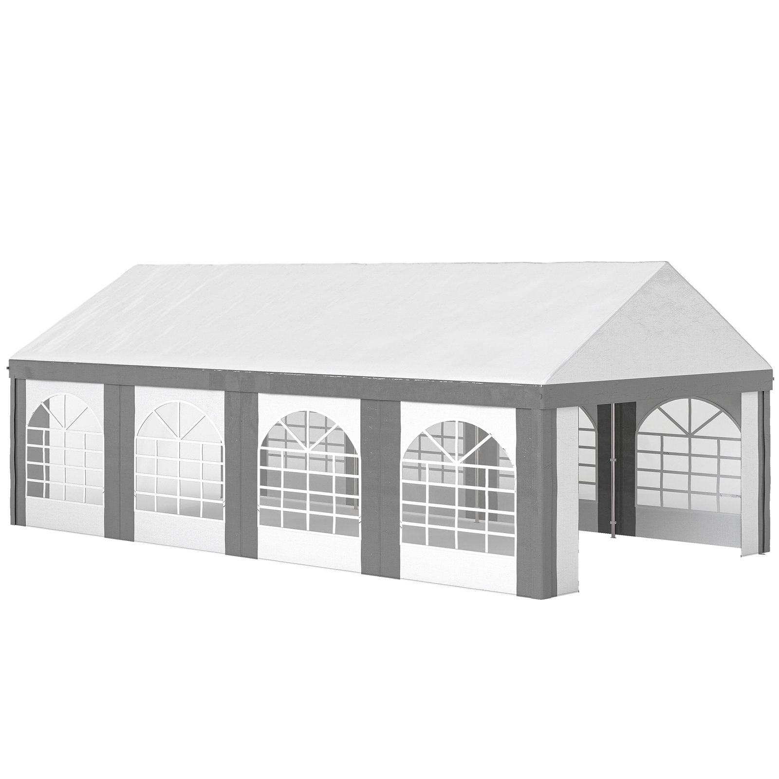 Tenda para festa 4x8 m tenda de jardim com paredes removíveis portas e janelas anti-UV para casamento e eventos cinzento