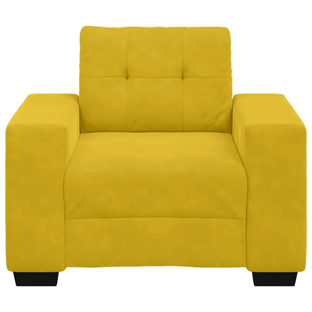 Poltrona de veludo amarela, 100x78x80 cm