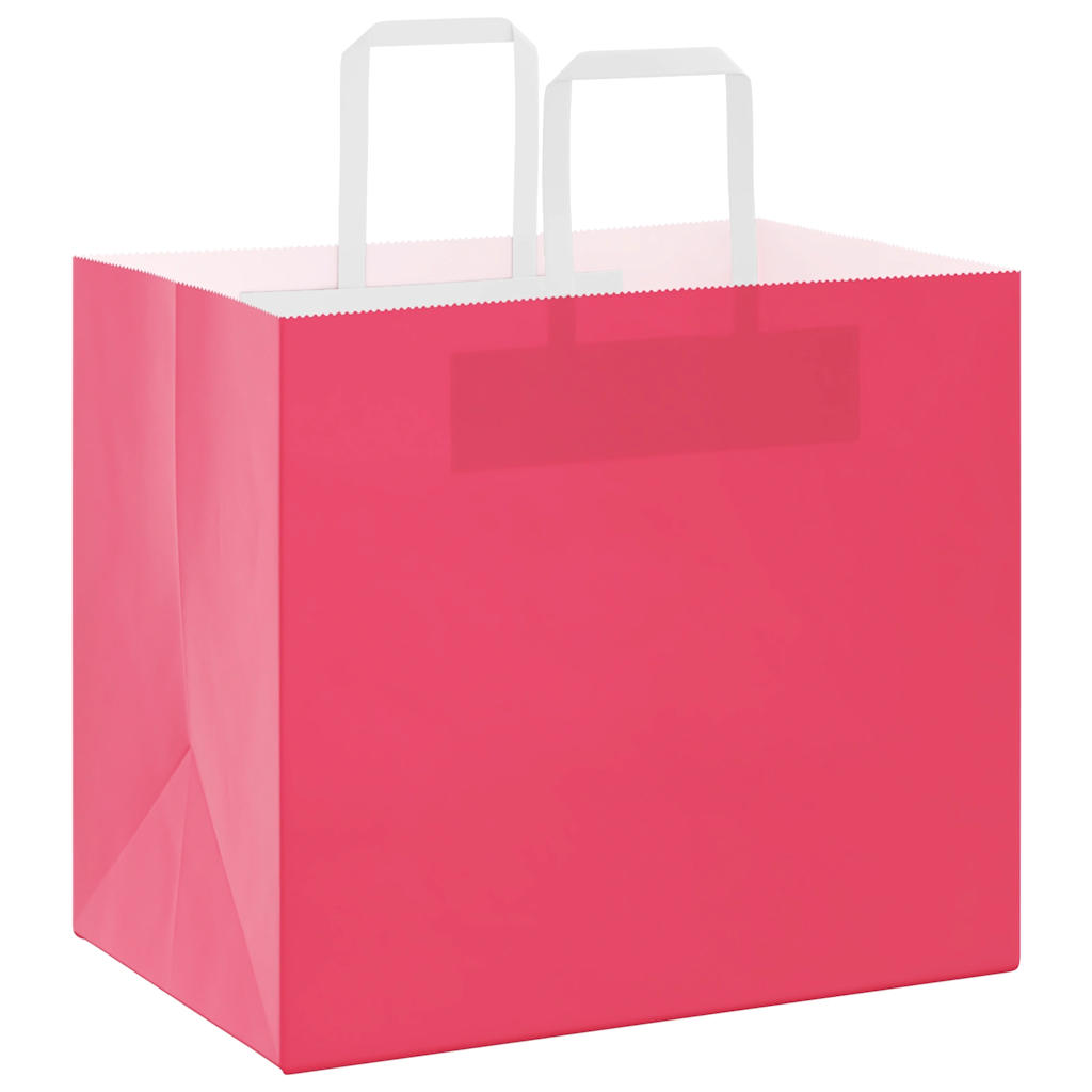 Sacos de papel 250 unid com alças rosa 32x22x28 cm