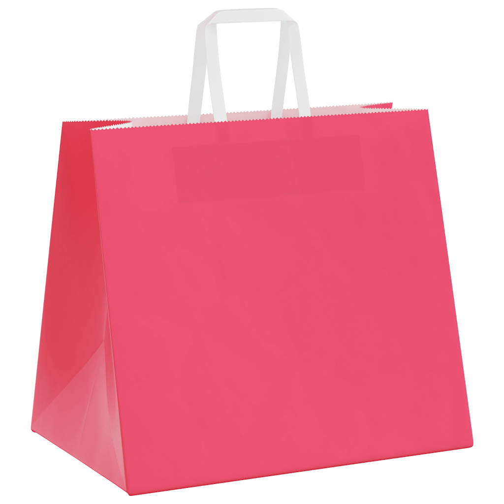 Sacos de papel 250 unid com alças rosa 32x22x28 cm
