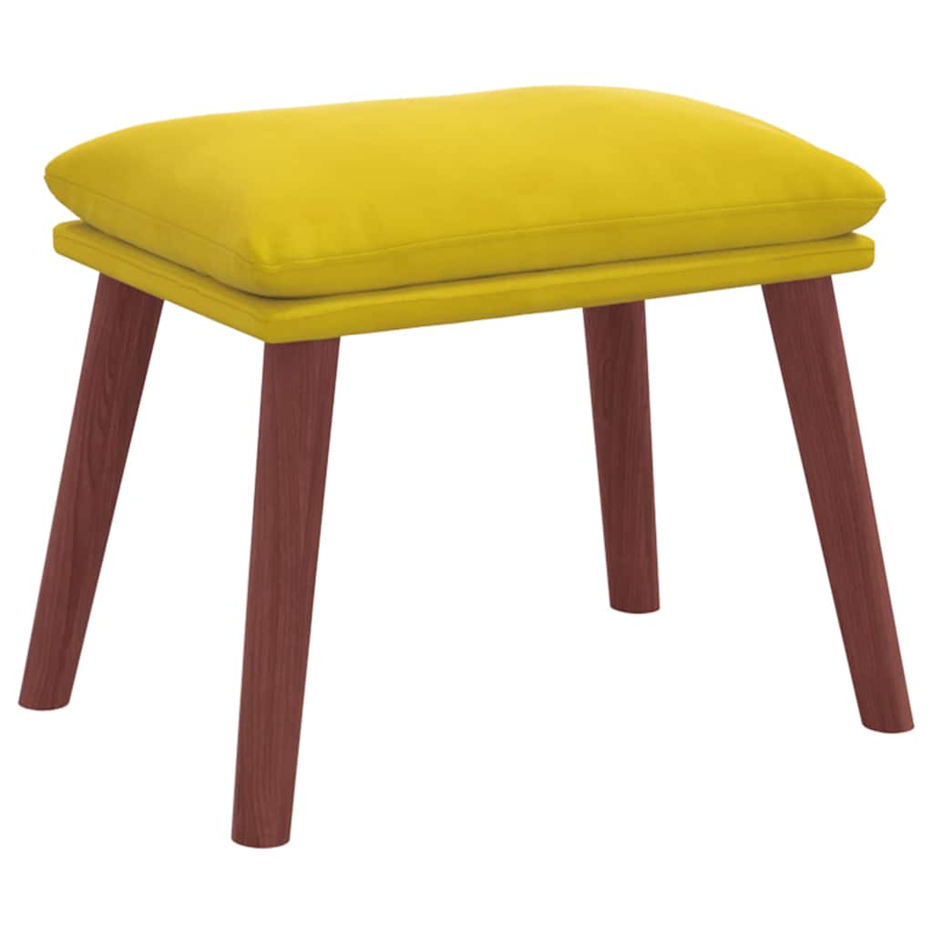 Cadeira de descanso com banco p/ pés veludo amarelo