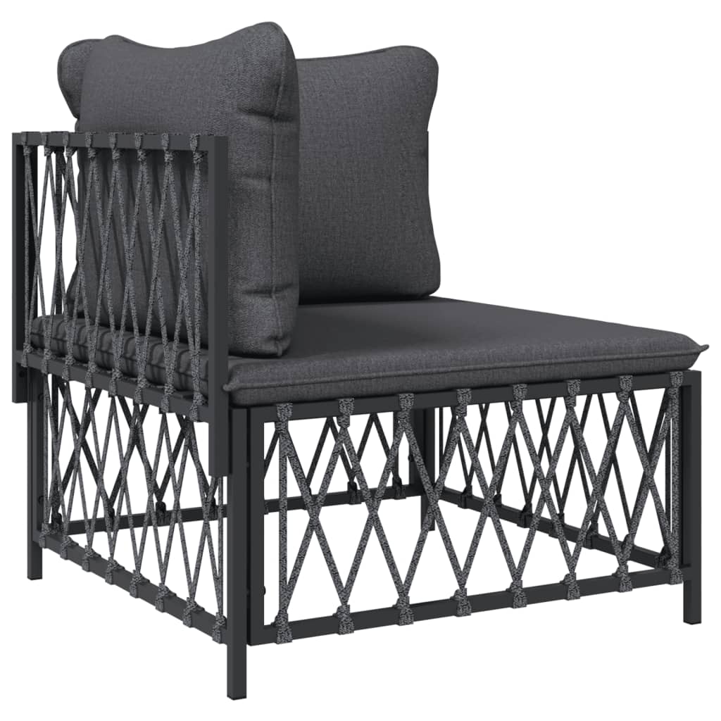 5 Pcs conjunto lounge de jardim com almofadões aço antracite