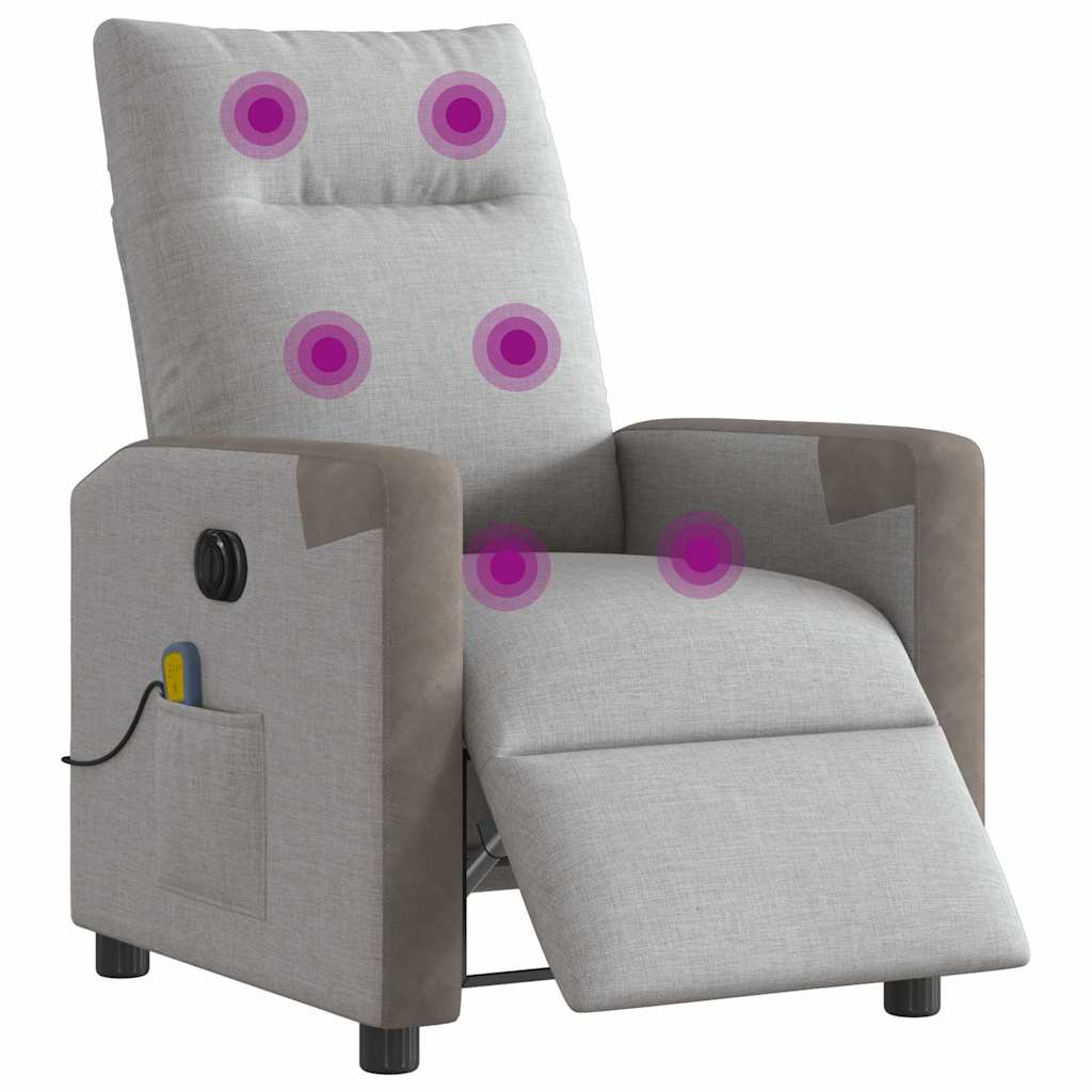 Poltrona massagens reclinável elétrica tecido cinzento-nublado