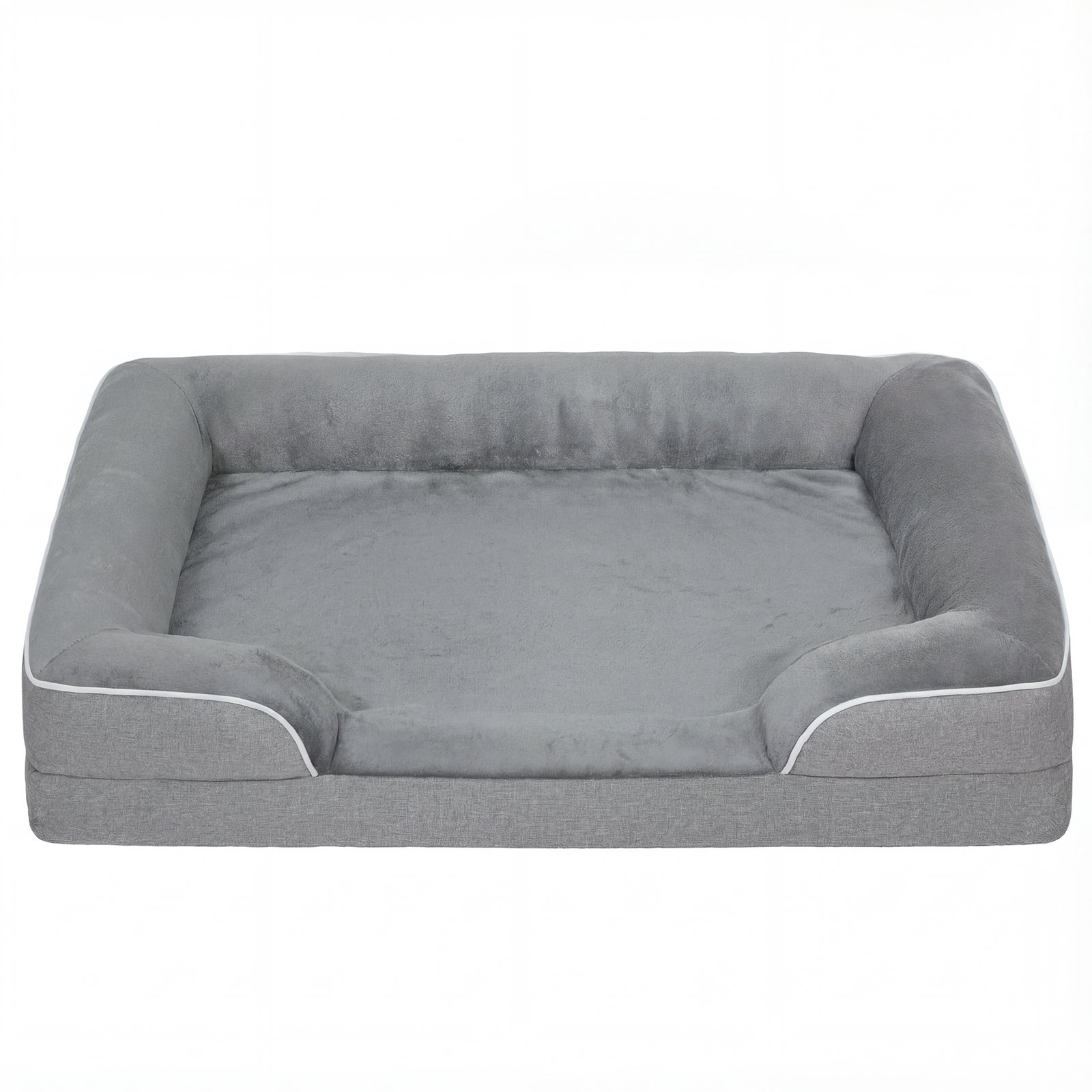 Cama para cães com base antiderrapante capa lavável 91,5x68,5x16,5 cm cinza
