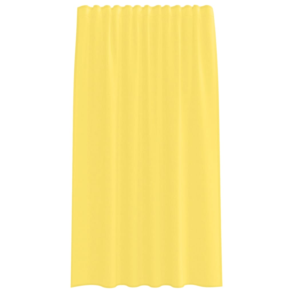 Cortinas de voile com bolsos para varão 2 pcs amarelo