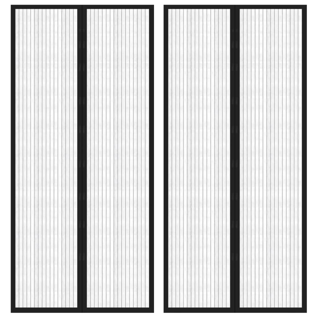 Cortinas de porta anti-insetos magnéticas 2 pcs 210x90cm preto