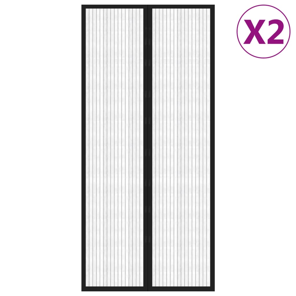 Cortinas de porta anti-insetos magnéticas 2 pcs 210x90cm preto