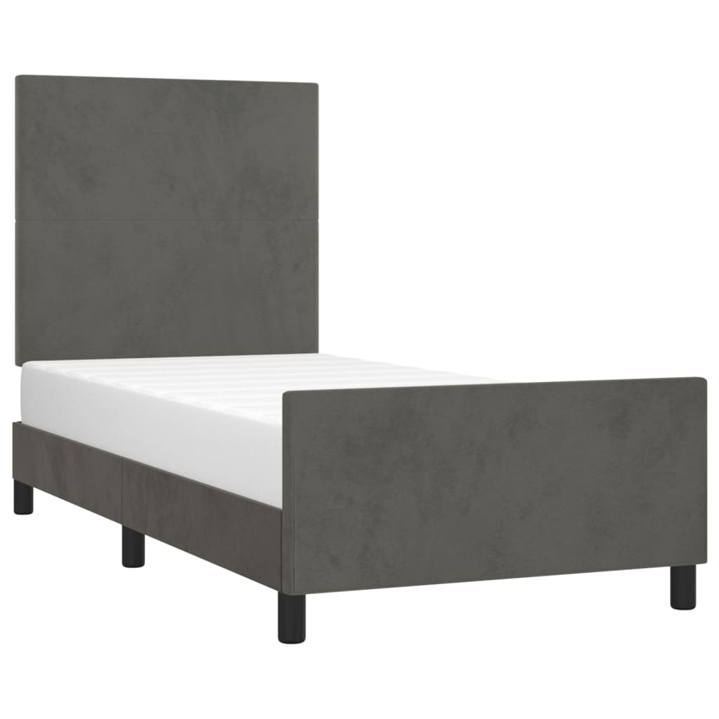 Estrutura de cama sem colchão 90x190 cm veludo cinzento-escuro