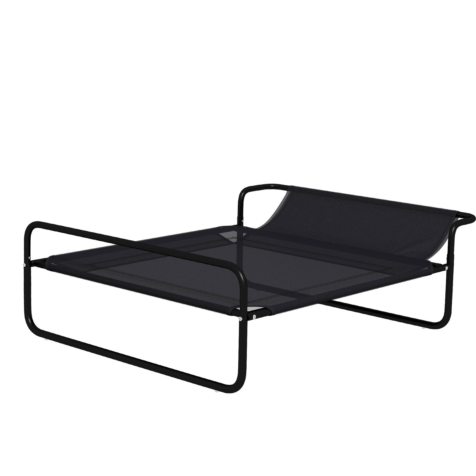 Cama elevada para cães respirável para cães pequenos 91x69x29 cm tecido de textilene apoio de cabeça preto