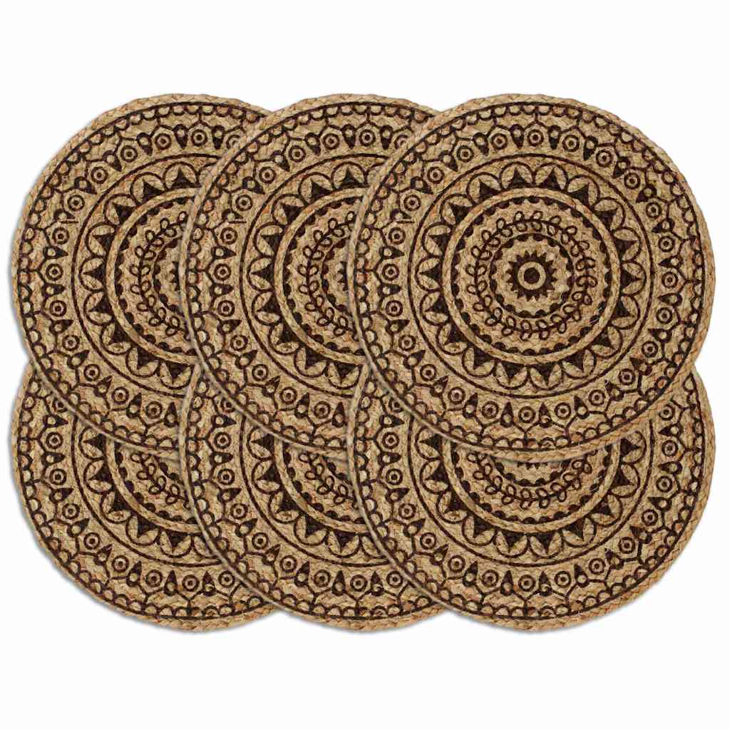Individuais de mesa 6 pcs juta 38 cm redondo castanho-escuro